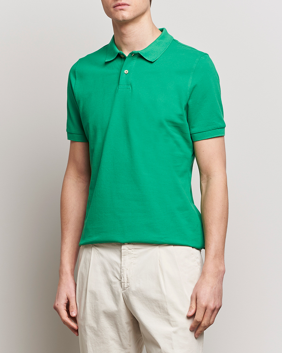 Mies | Pikeet | Stenströms | Organic Cotton Piquet Polo Shirt Green
