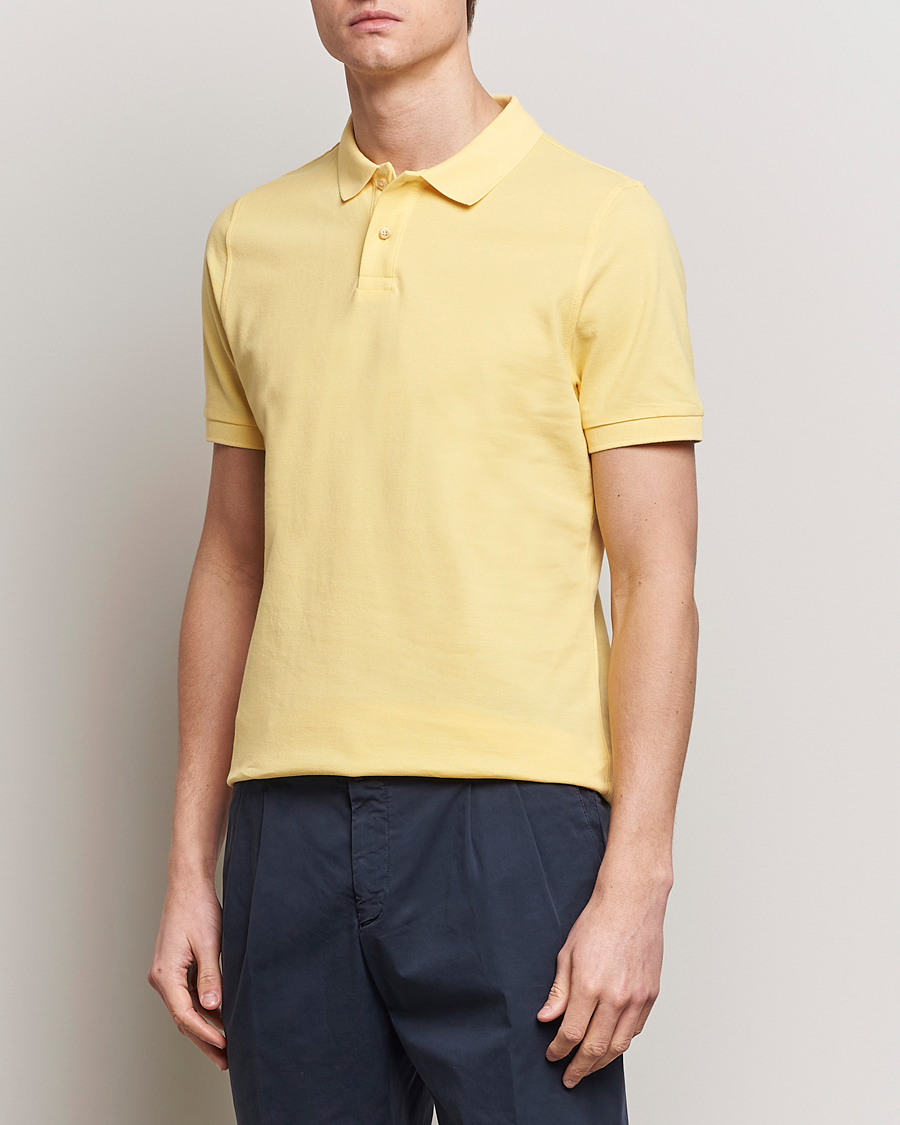 Mies | Pikeet | Stenströms | Organic Cotton Piquet Polo Shirt Yellow