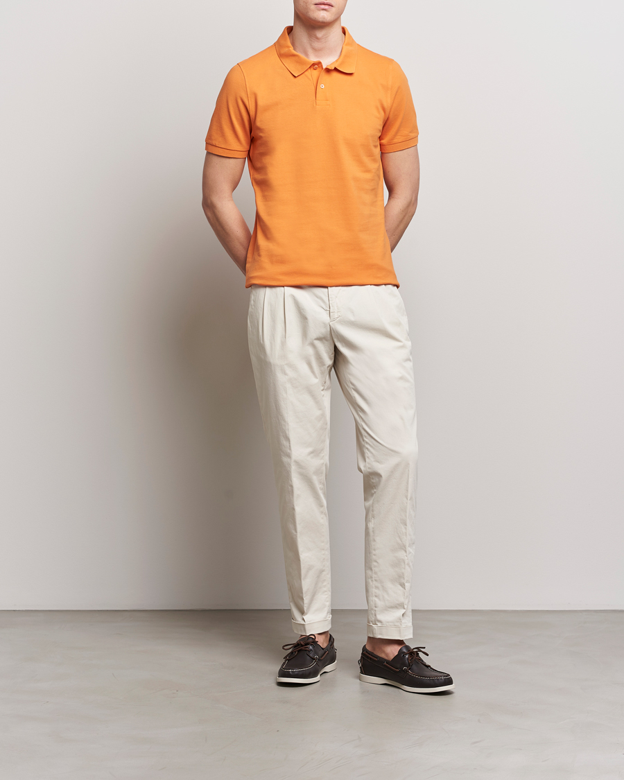 Mies | Pikeet | Stenströms | Organic Cotton Piquet Polo Shirt Orange