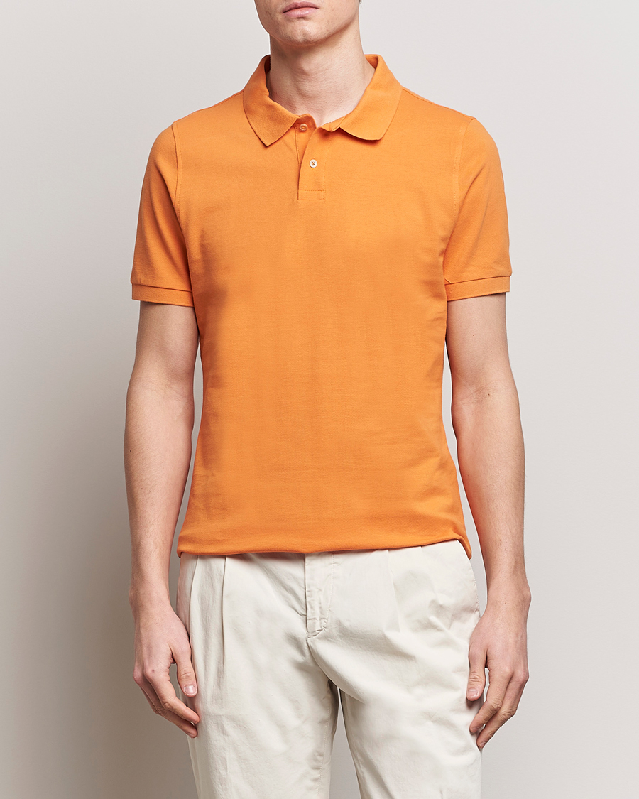 Mies | Pikeet | Stenströms | Organic Cotton Piquet Polo Shirt Orange