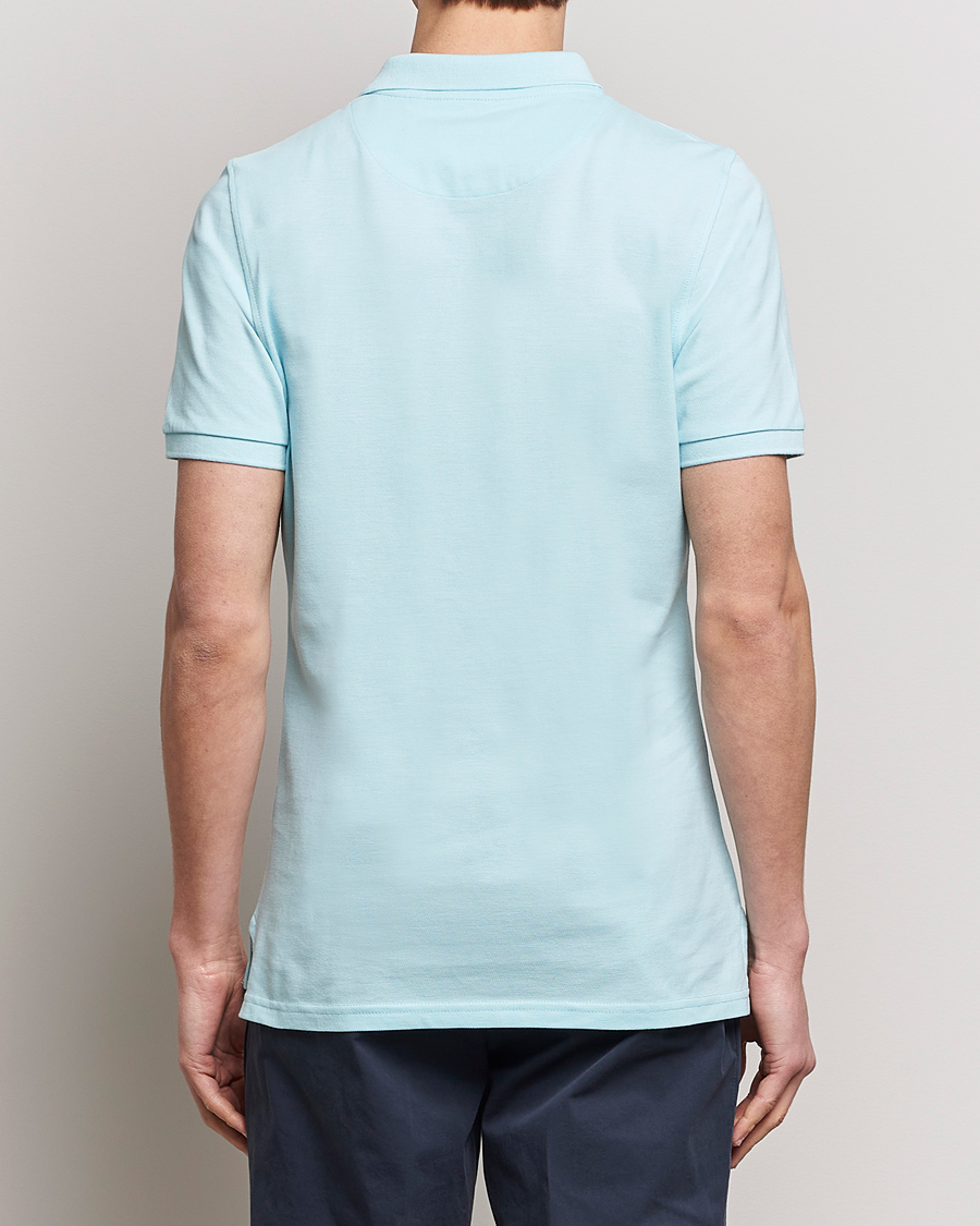 Mies | Pikeet | Stenströms | Organic Cotton Piquet Polo Shirt Aqua Blue