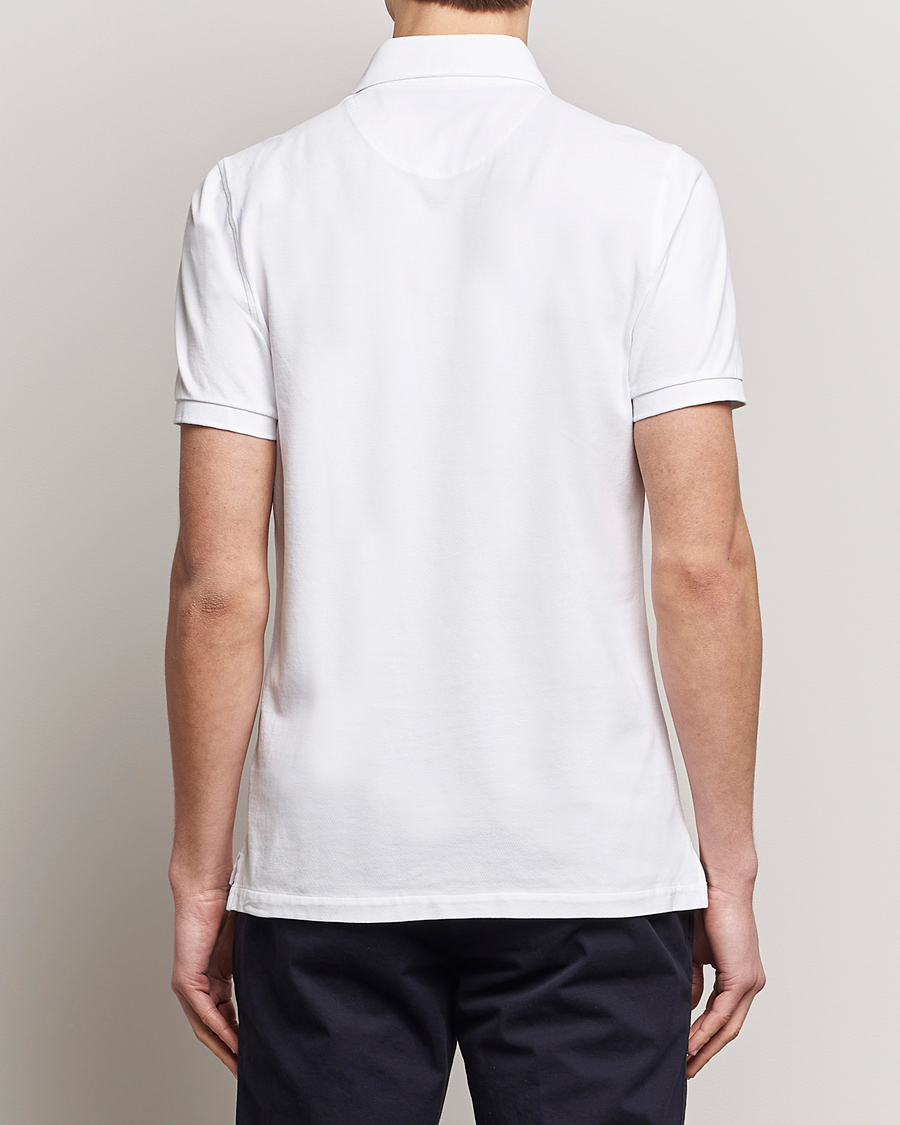 Mies | Pikeet | Stenströms | Cotton Pique Contrast Polo Shirt White