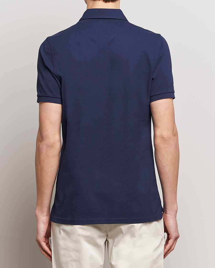 Mies | Pikeet | Stenströms | Cotton Pique Contrast Polo Shirt Navy