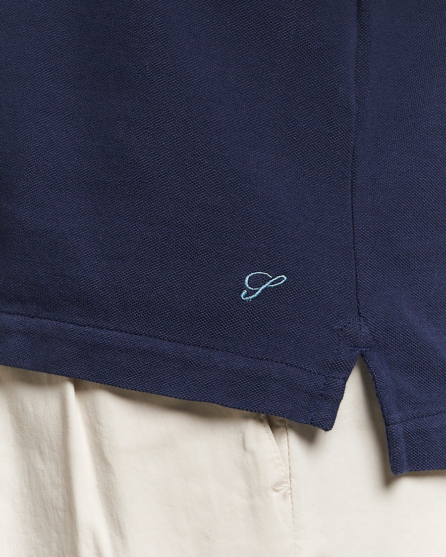 Mies | Pikeet | Stenströms | Cotton Pique Contrast Polo Shirt Navy