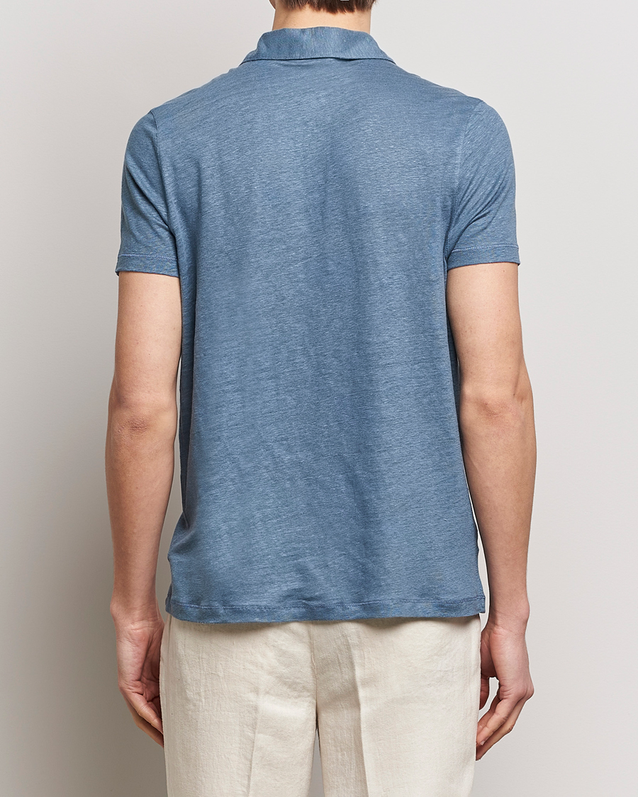 Mies | Pikeet | Stenströms | Linen Polo Shirt Steel Blue