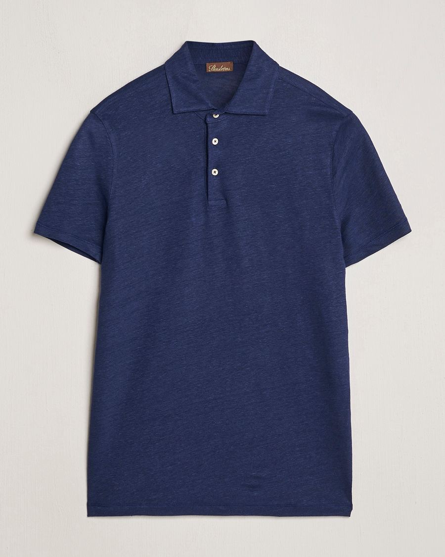 Mies | Pikeet | Stenströms | Linen Polo Shirt Navy