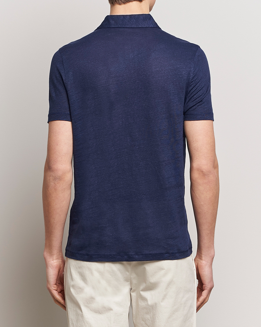 Mies | Pikeet | Stenströms | Linen Polo Shirt Navy