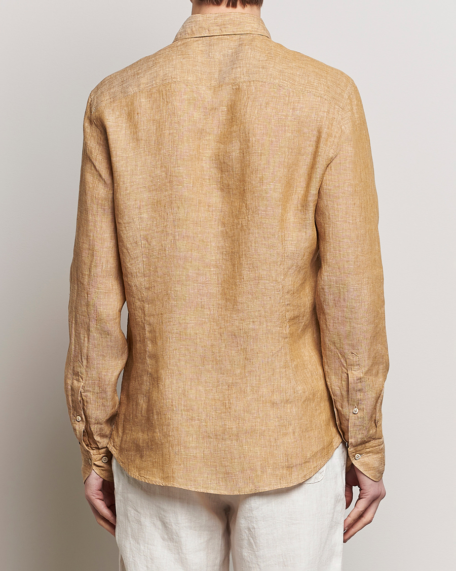 Mies | Kauluspaidat | Stenströms | Slimline Cut Away Linen Shirt Brown