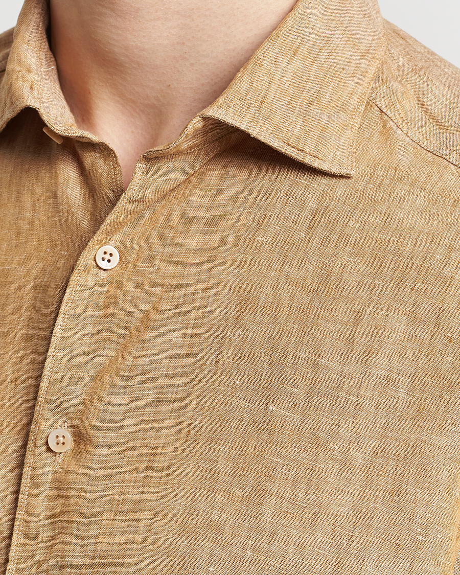 Mies | Kauluspaidat | Stenströms | Slimline Cut Away Linen Shirt Brown