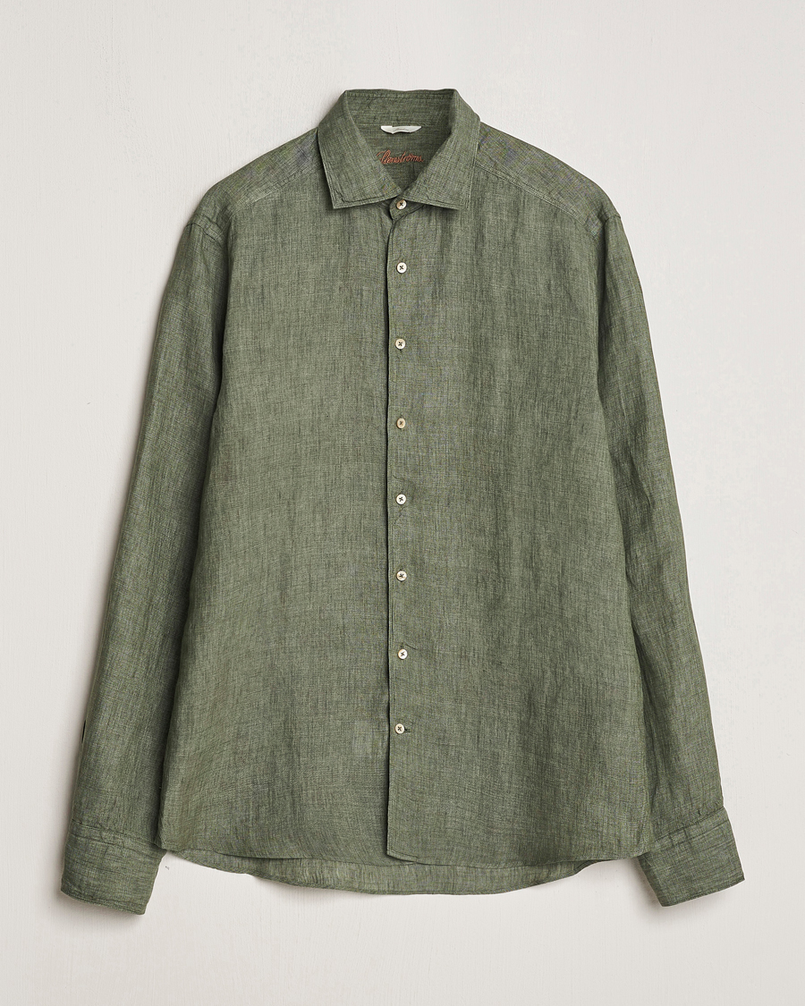 Mies | Kauluspaidat | Stenströms | Slimline Cut Away Linen Shirt Olive