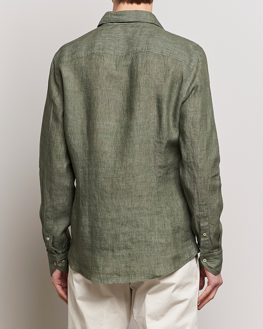 Mies | Kauluspaidat | Stenströms | Slimline Cut Away Linen Shirt Olive