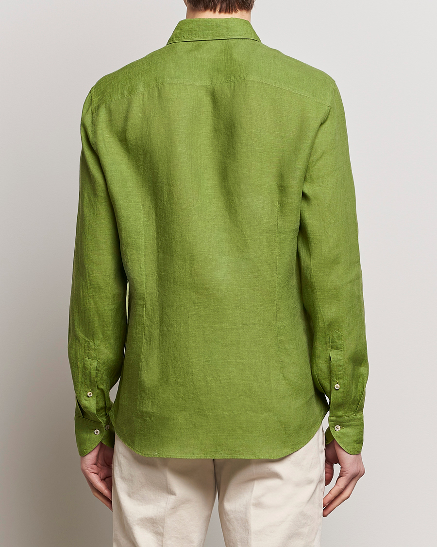 Mies | Kauluspaidat | Stenströms | Slimline Cut Away Linen Shirt Green