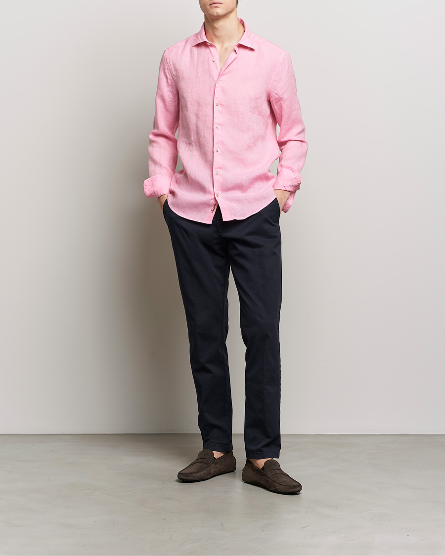 Mies | Kauluspaidat | Stenströms | Slimline Cut Away Linen Shirt Pink