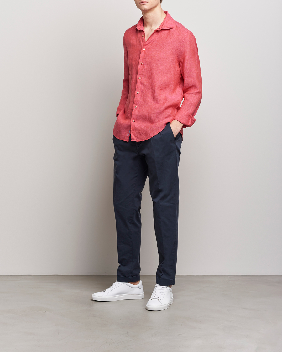 Mies | Kauluspaidat | Stenströms | Slimline Cut Away Linen Shirt Rasperry