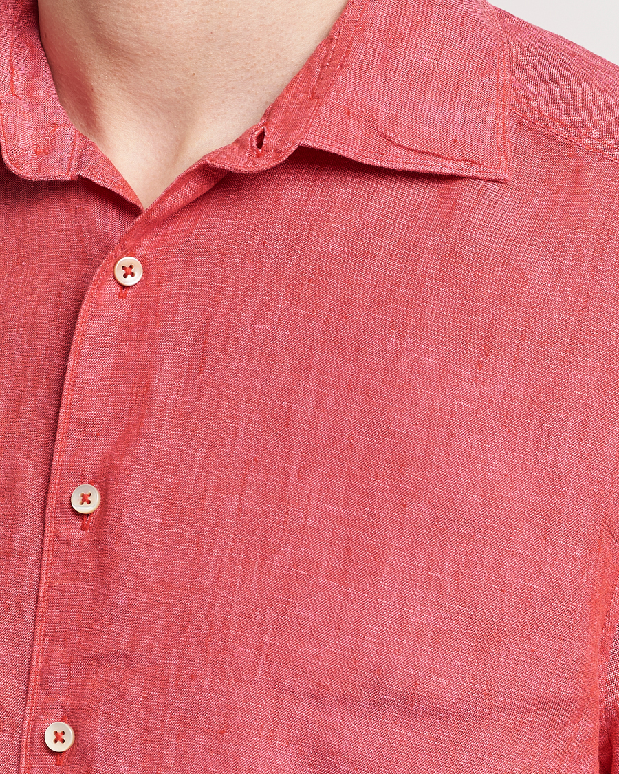 Mies | Kauluspaidat | Stenströms | Slimline Cut Away Linen Shirt Rasperry