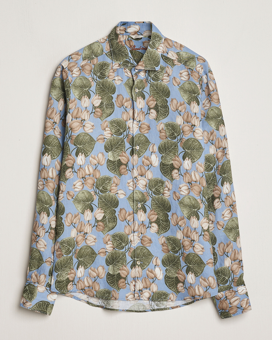 Mies | Kauluspaidat | Stenströms | Slimline Cut Away Printed Flower Linen Shirt Multi