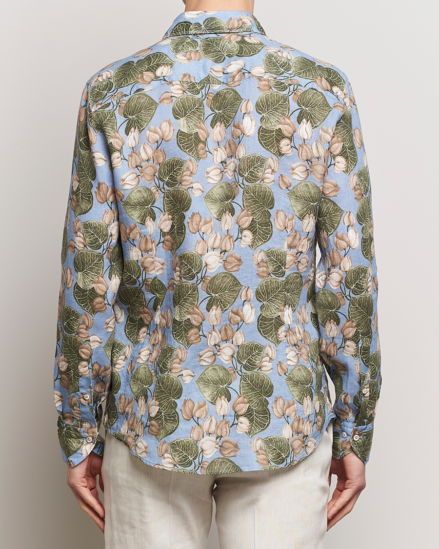 Mies | Kauluspaidat | Stenströms | Slimline Cut Away Printed Flower Linen Shirt Multi