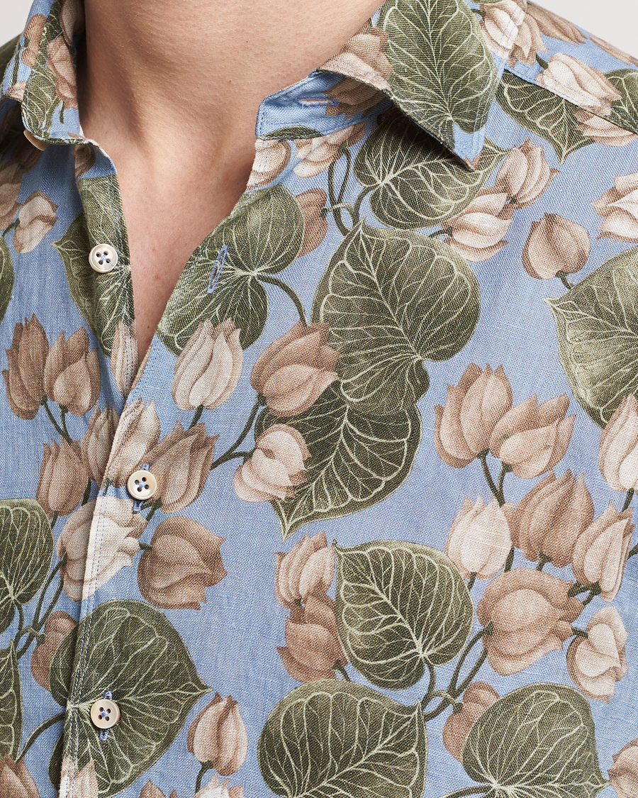 Mies | Kauluspaidat | Stenströms | Slimline Cut Away Printed Flower Linen Shirt Multi