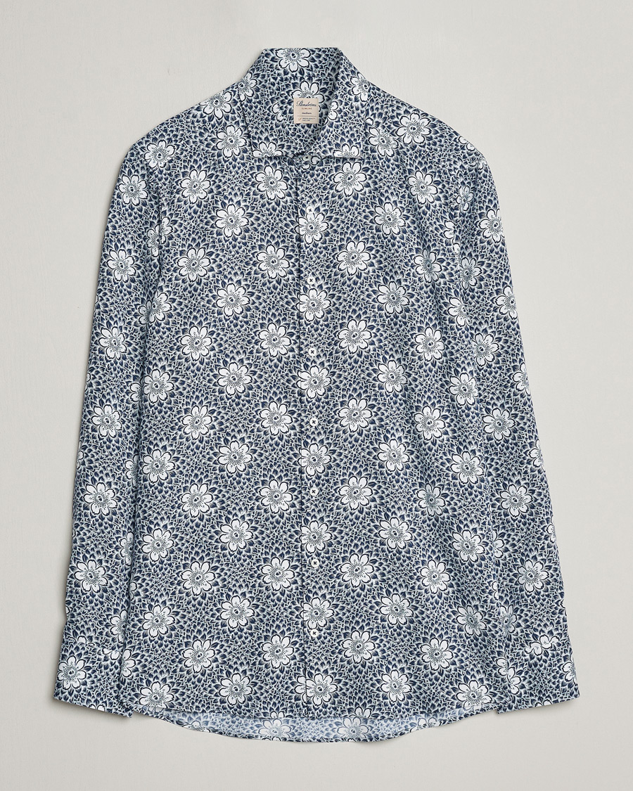Mies | Kauluspaidat | Stenströms | Slimline Cut Away Printed Viscose Shirt Blue