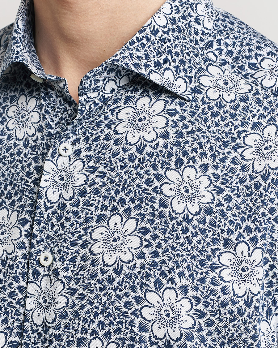 Mies | Kauluspaidat | Stenströms | Slimline Cut Away Printed Viscose Shirt Blue