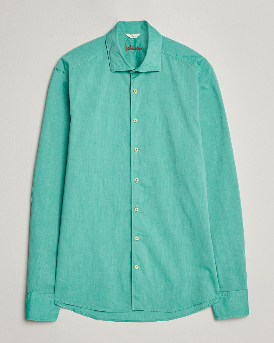 Mies | Kauluspaidat | Stenströms | Slimline Washed Summer Poplin Shirt Green