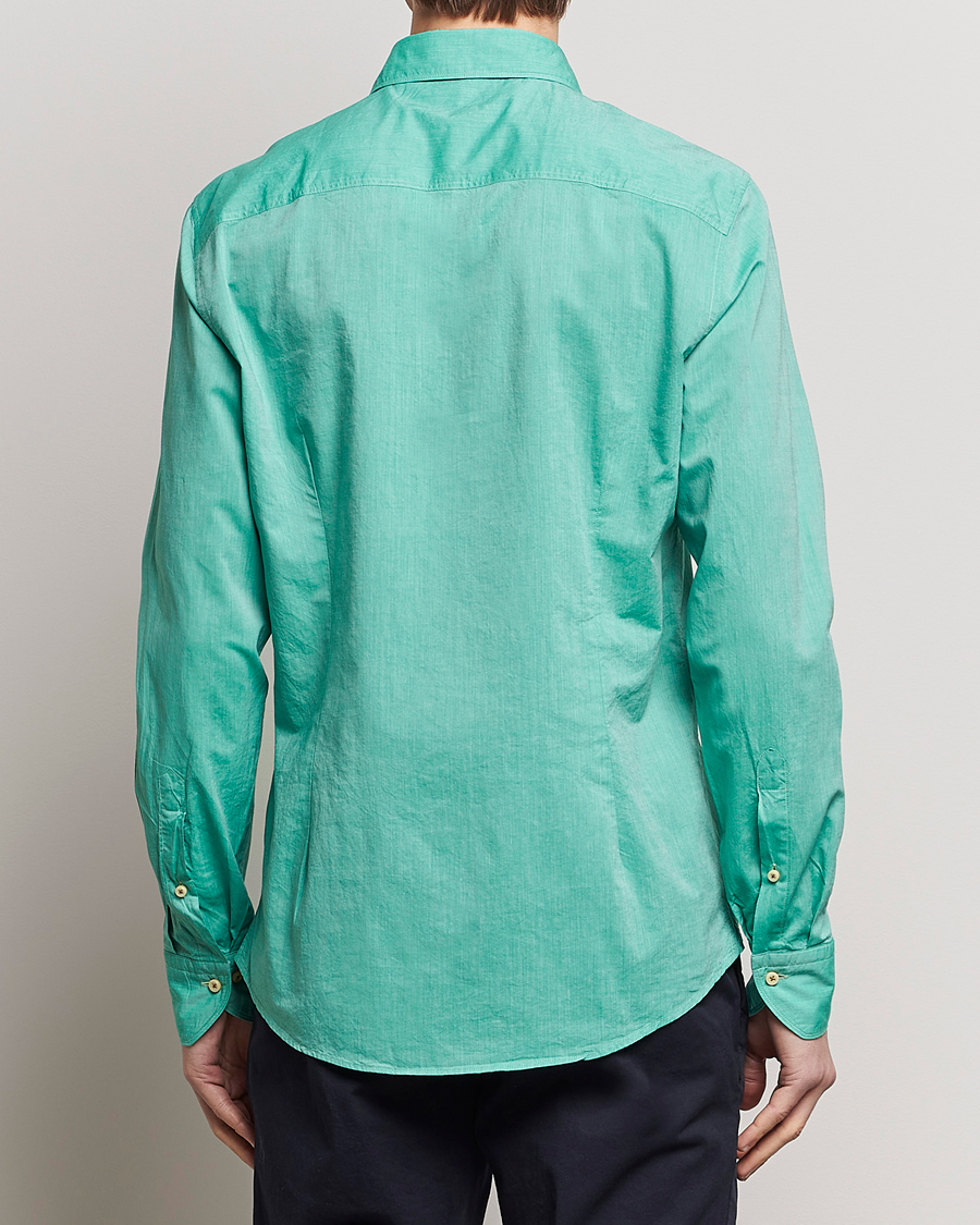 Mies | Kauluspaidat | Stenströms | Slimline Washed Summer Poplin Shirt Green