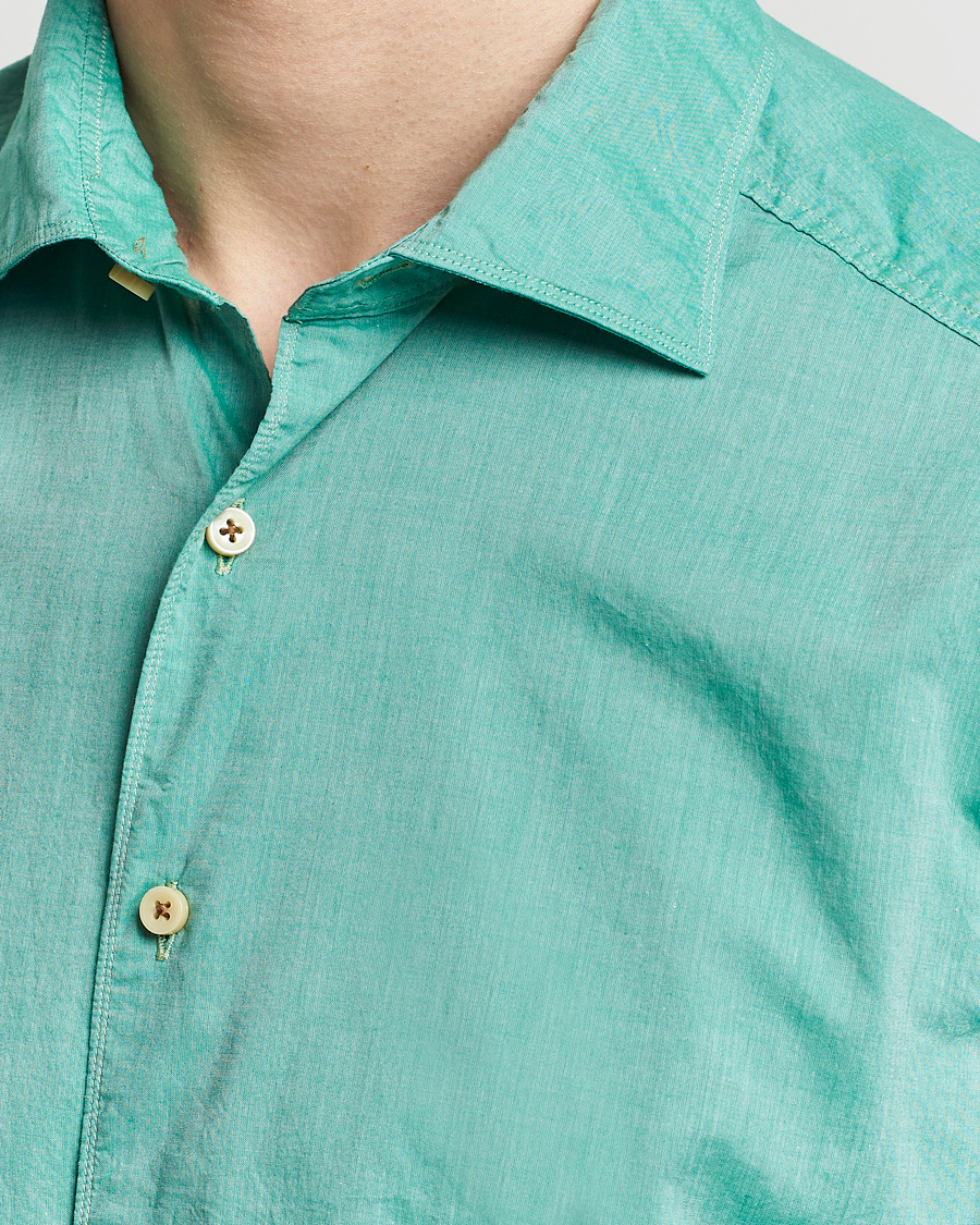 Mies | Kauluspaidat | Stenströms | Slimline Washed Summer Poplin Shirt Green