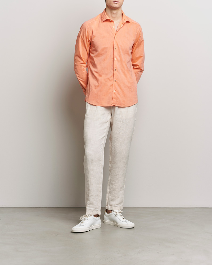 Mies | Kauluspaidat | Stenströms | Slimline Washed Summer Poplin Shirt Orange