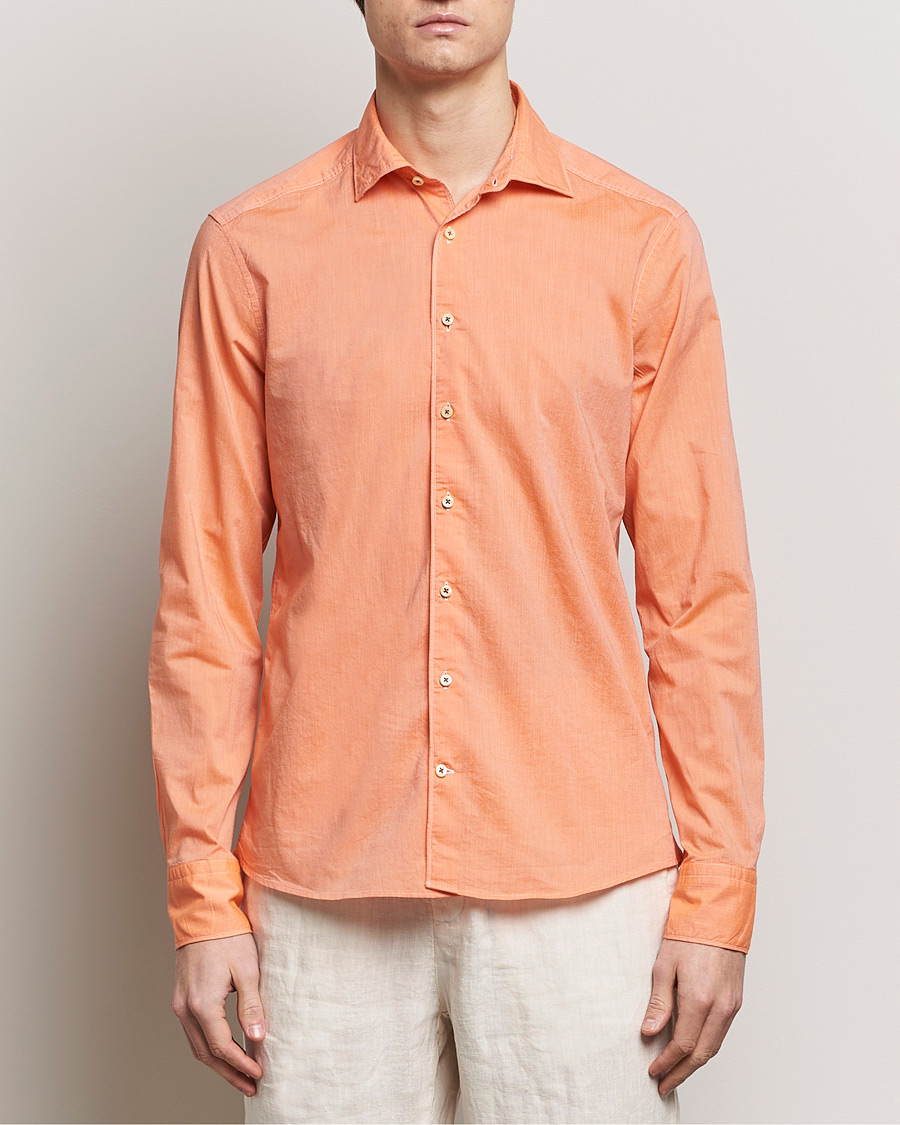 Mies | Rennot | Stenströms | Slimline Washed Summer Poplin Shirt Orange
