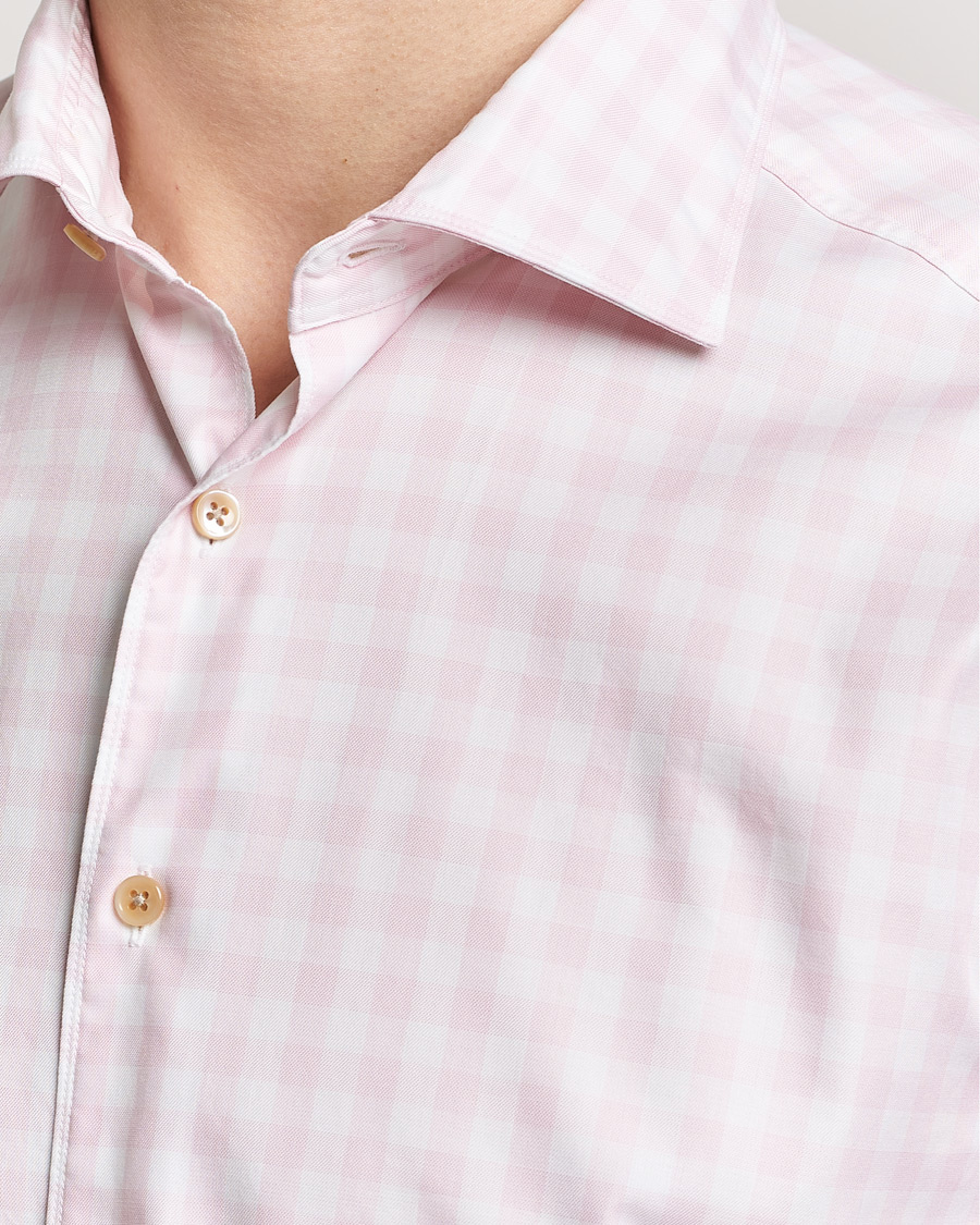 Mies | Kauluspaidat | Stenströms | Slimline Checked Washed Cotton Shirt Pink