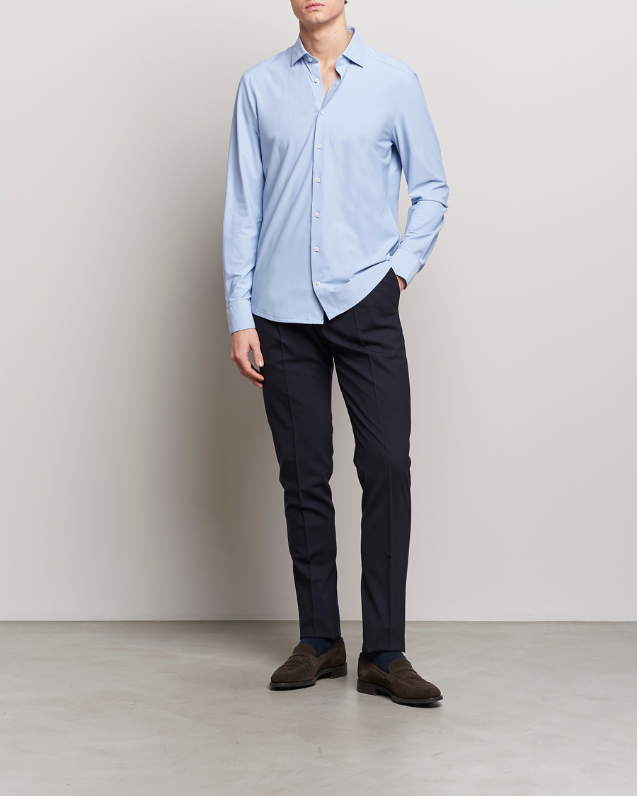 Mies | Kauluspaidat | Stenströms | Slimline Cut Away 4-Way Stretch Shirt Light Blue