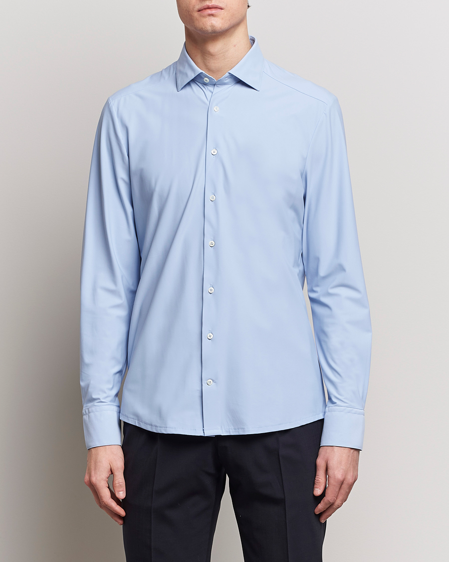 Mies | Rennot paidat | Stenströms | Slimline Cut Away 4-Way Stretch Shirt Light Blue