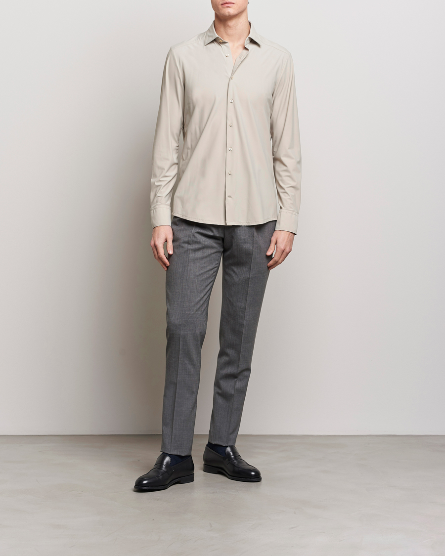 Mies | Kauluspaidat | Stenströms | Slimline Cut Away 4-Way Stretch Shirt Clay