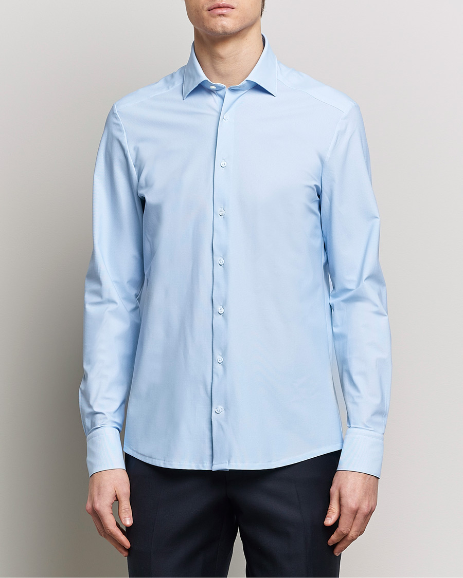Mies | Kauluspaidat | Stenströms | Slimline Micro Check Cut Away 4-Way Stretch Shirt Blue