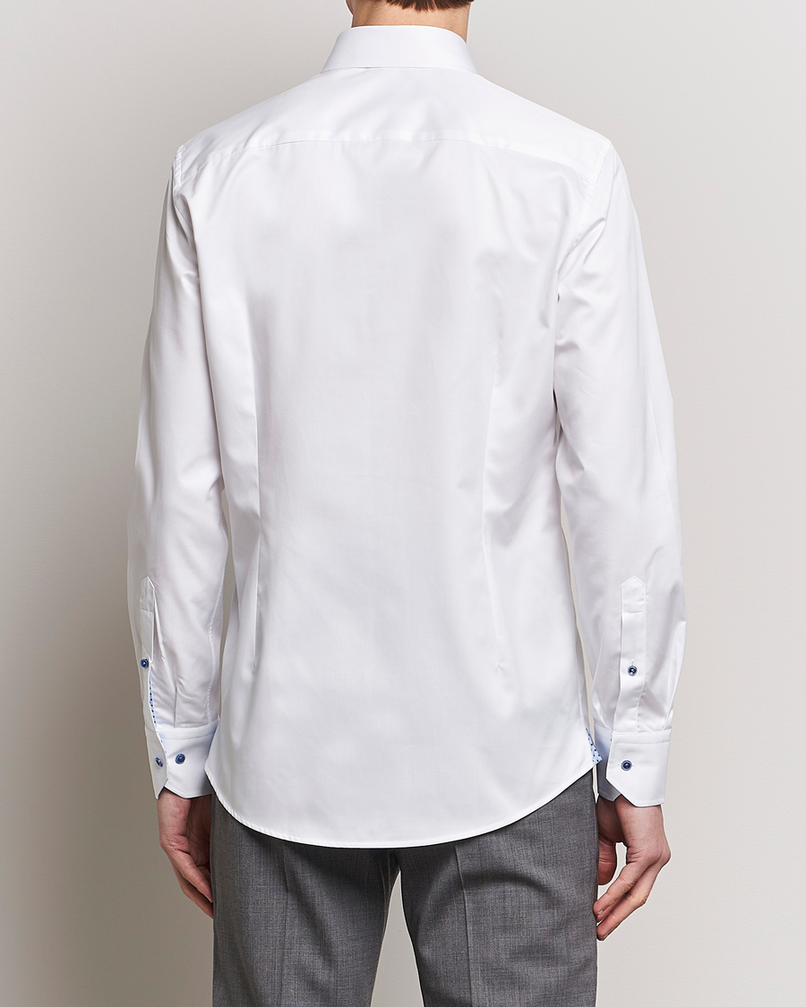 Mies | Kauluspaidat | Stenströms | Slimline Cut Away Print Contrast Shirt White
