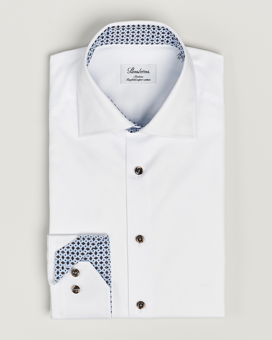 Mies | Kauluspaidat | Stenströms | Slimline Cut Away Contrast Shirt White