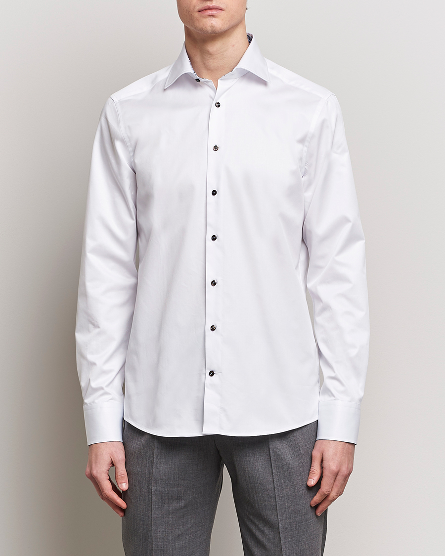 Mies | Bisnespaidat | Stenströms | Slimline Cut Away Contrast Shirt White