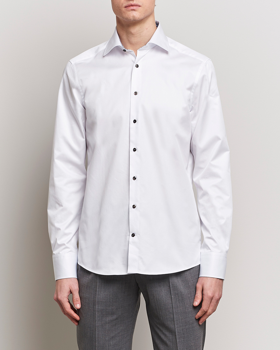 Mies | Kauluspaidat | Stenströms | Slimline Cut Away Contrast Shirt White