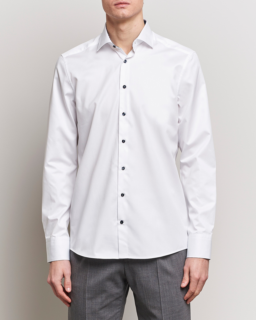 Mies | Kauluspaidat | Stenströms | Slimline Cut Away Flower Contrast Shirt White