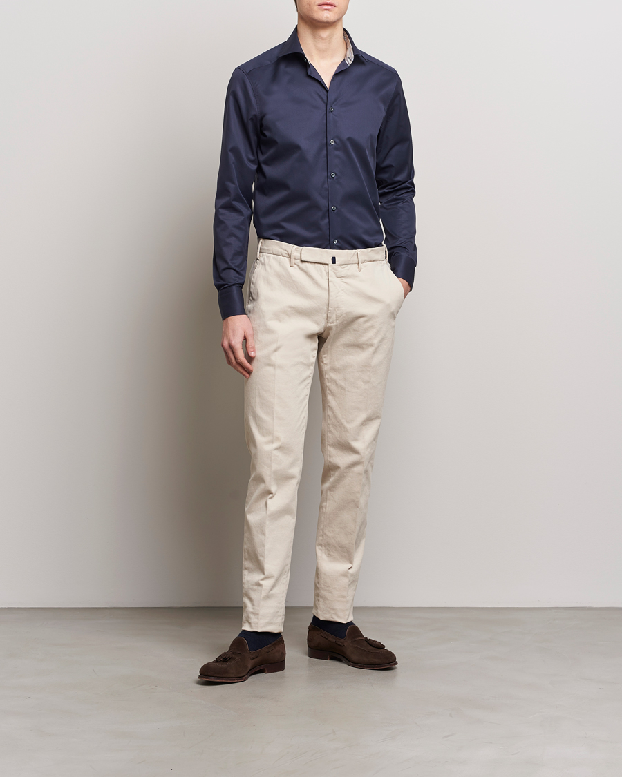 Mies | Bisnespaidat | Stenströms | Slimline Multi Stripe Contrast Cut Away Shirt Navy
