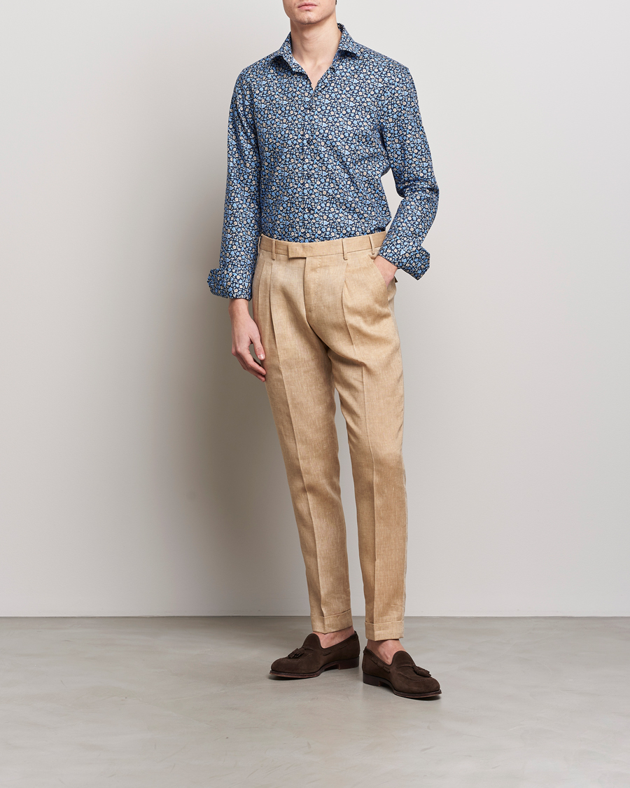 Mies | Kauluspaidat | Stenströms | Slimline Cut Away Printed Flower Shirt Navy