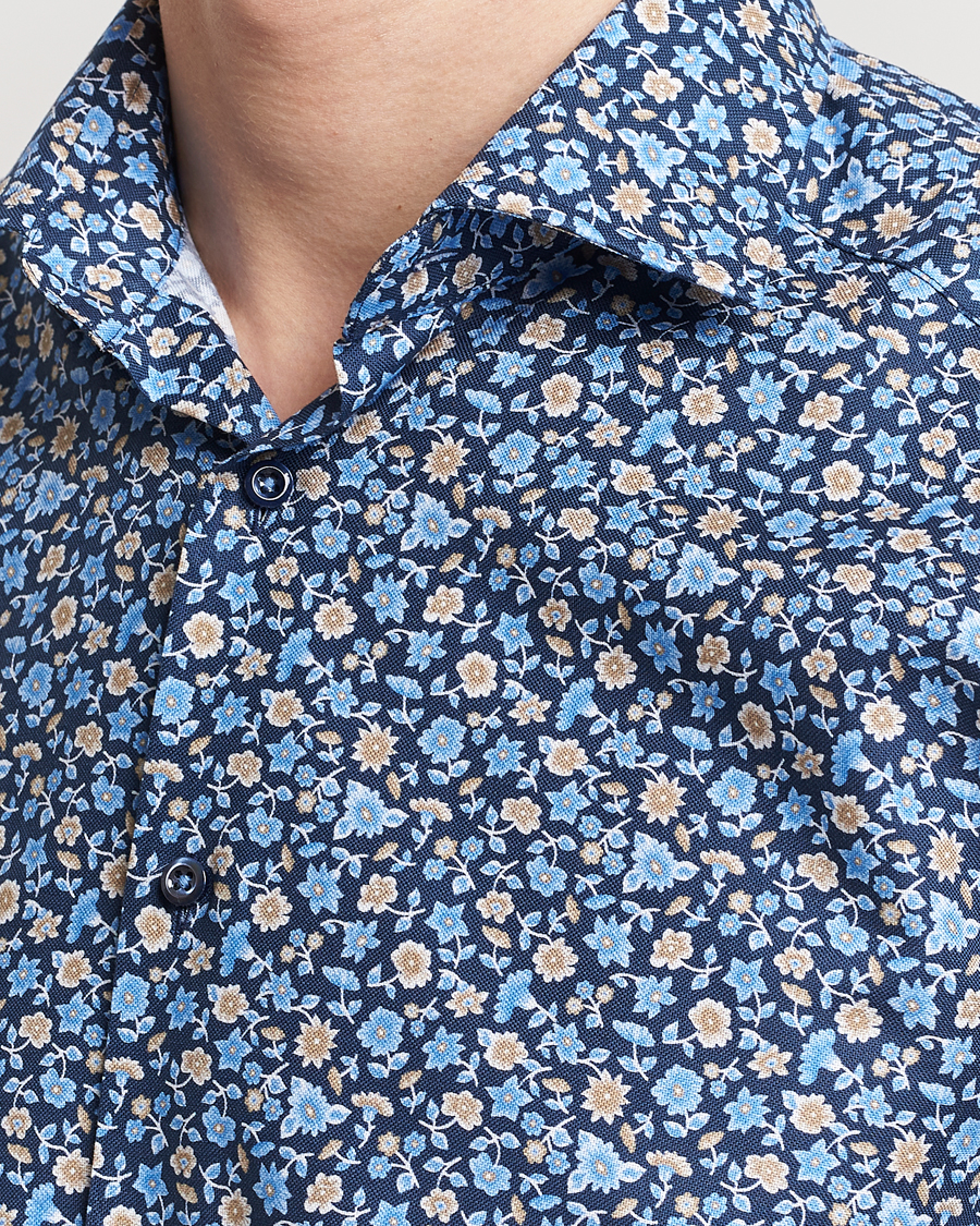 Mies | Kauluspaidat | Stenströms | Slimline Cut Away Printed Flower Shirt Navy