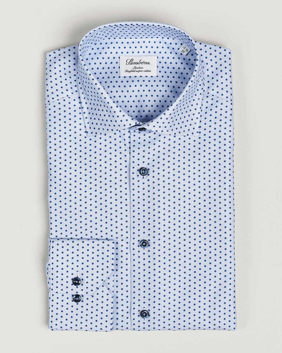 Mies | Kauluspaidat | Stenströms | Slimline Cut Away Small Flower Print Shirt Blue