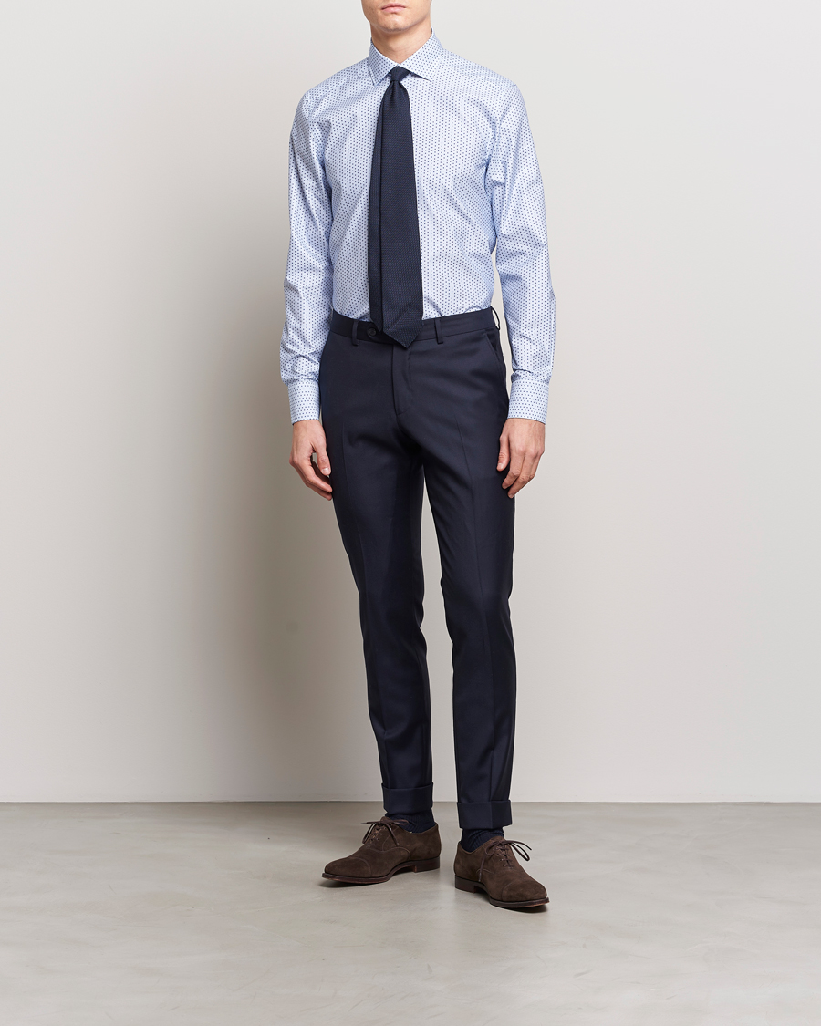 Mies | Kauluspaidat | Stenströms | Slimline Cut Away Small Flower Print Shirt Blue