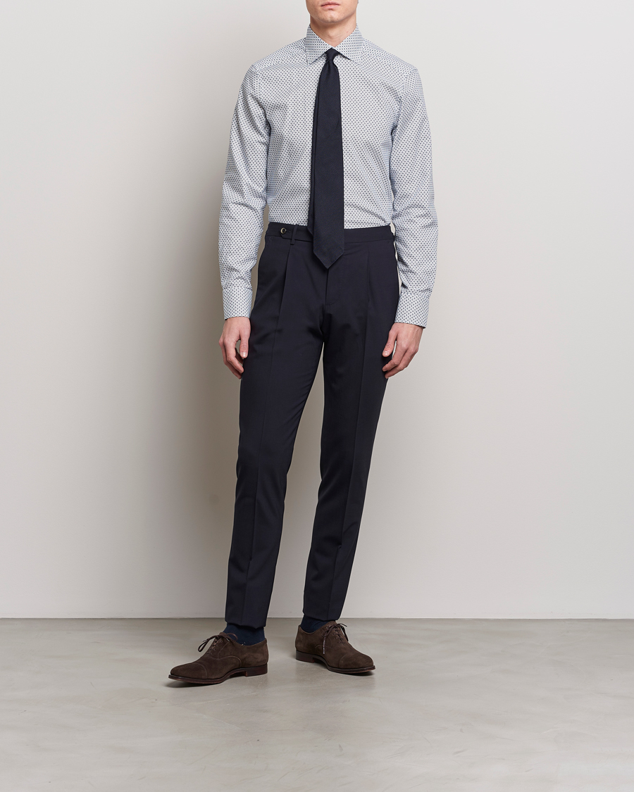 Mies | Kauluspaidat | Stenströms | Slimline Cut Away All Over Print Shirt White