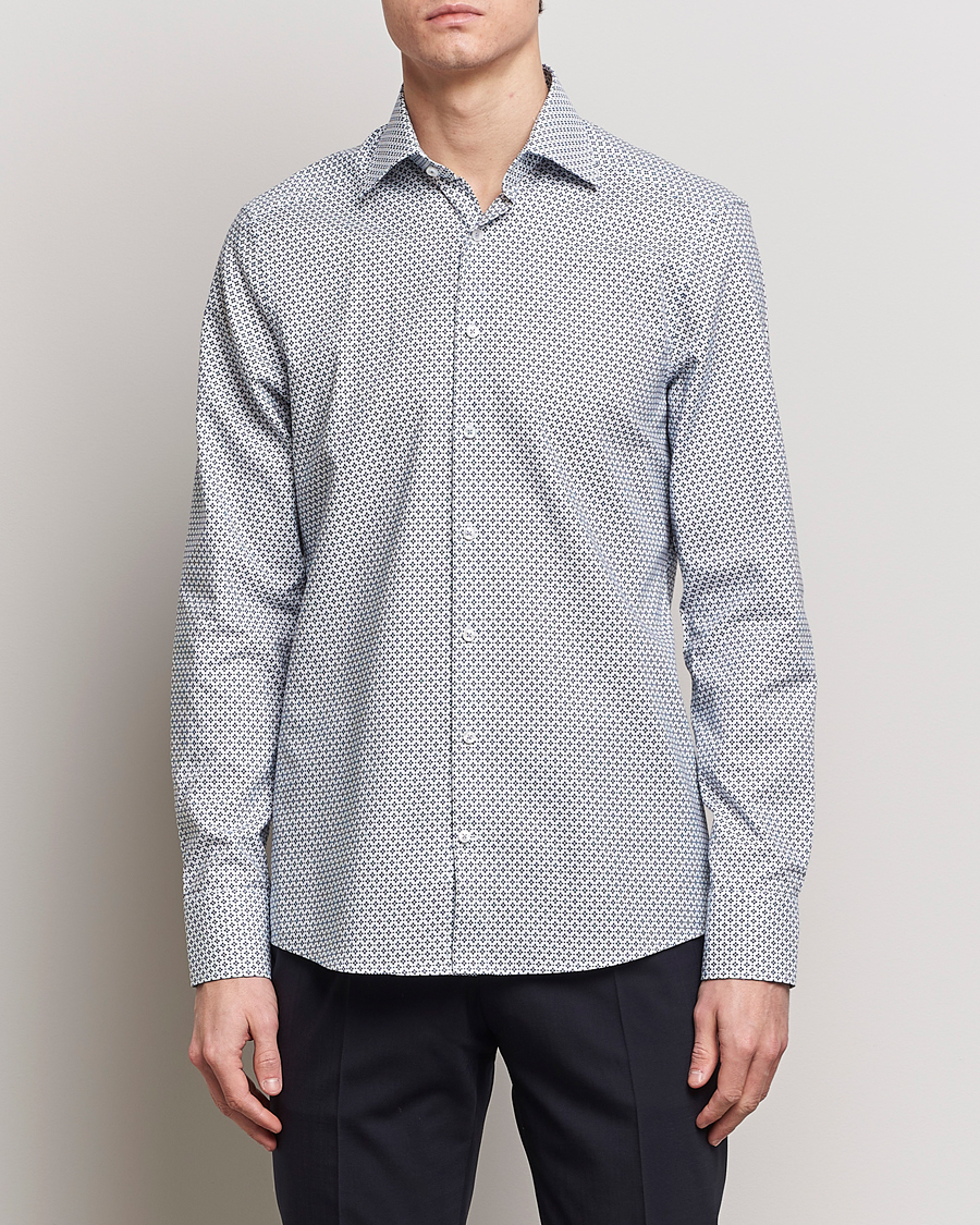Mies | Kauluspaidat | Stenströms | Slimline Cut Away All Over Print Shirt White