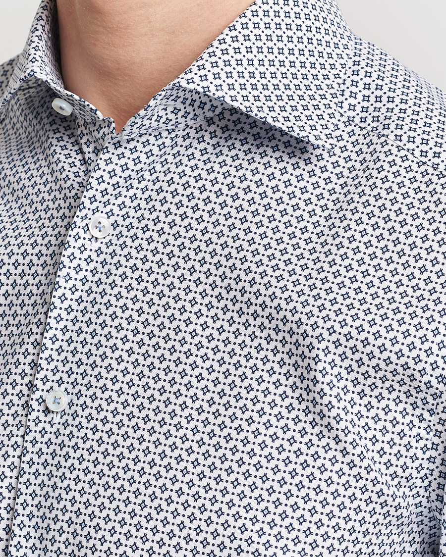 Mies | Kauluspaidat | Stenströms | Slimline Cut Away All Over Print Shirt White