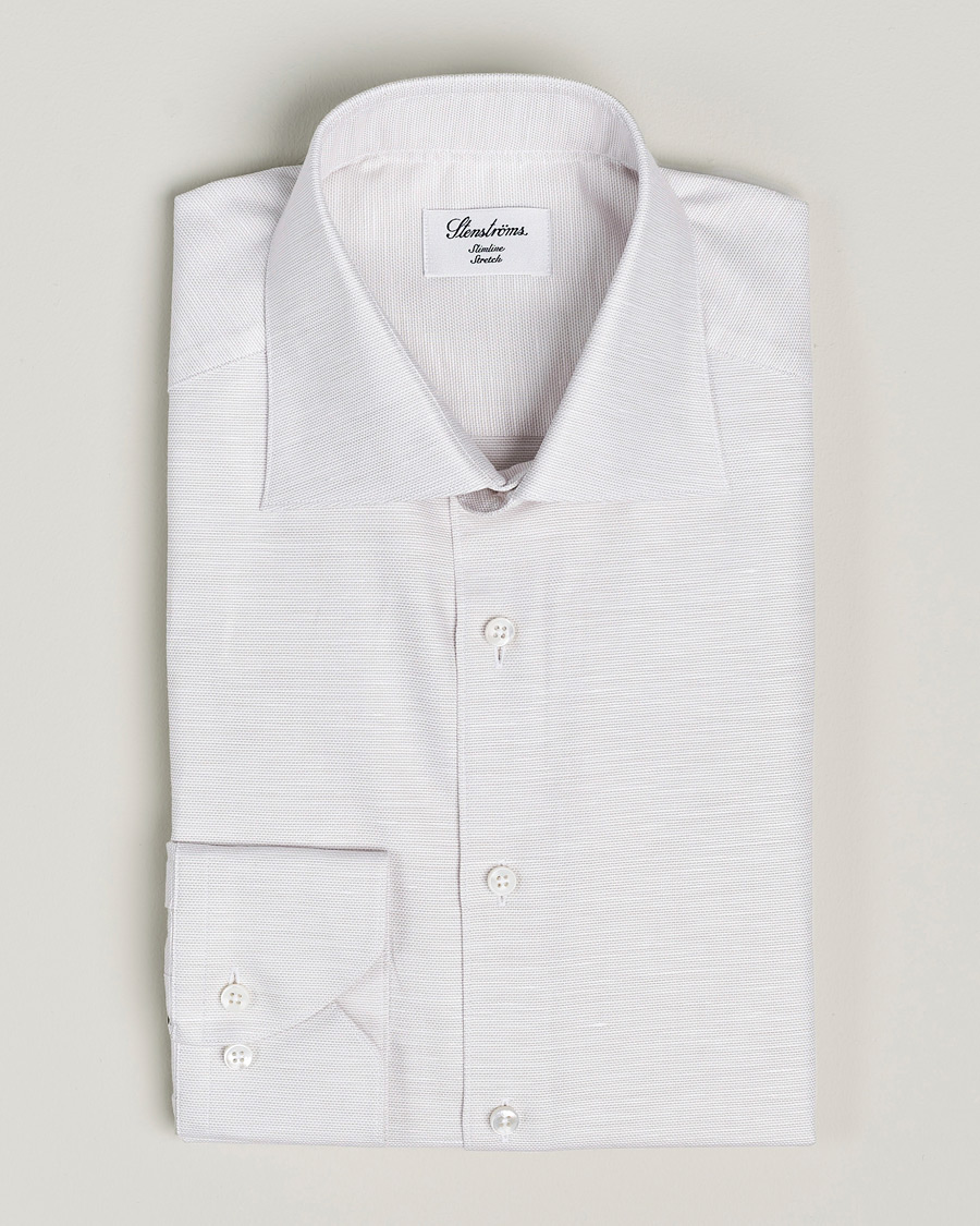 Mies | Kauluspaidat | Stenströms | Slimline Cotton/Linen Cut Away Shirt Light Brown