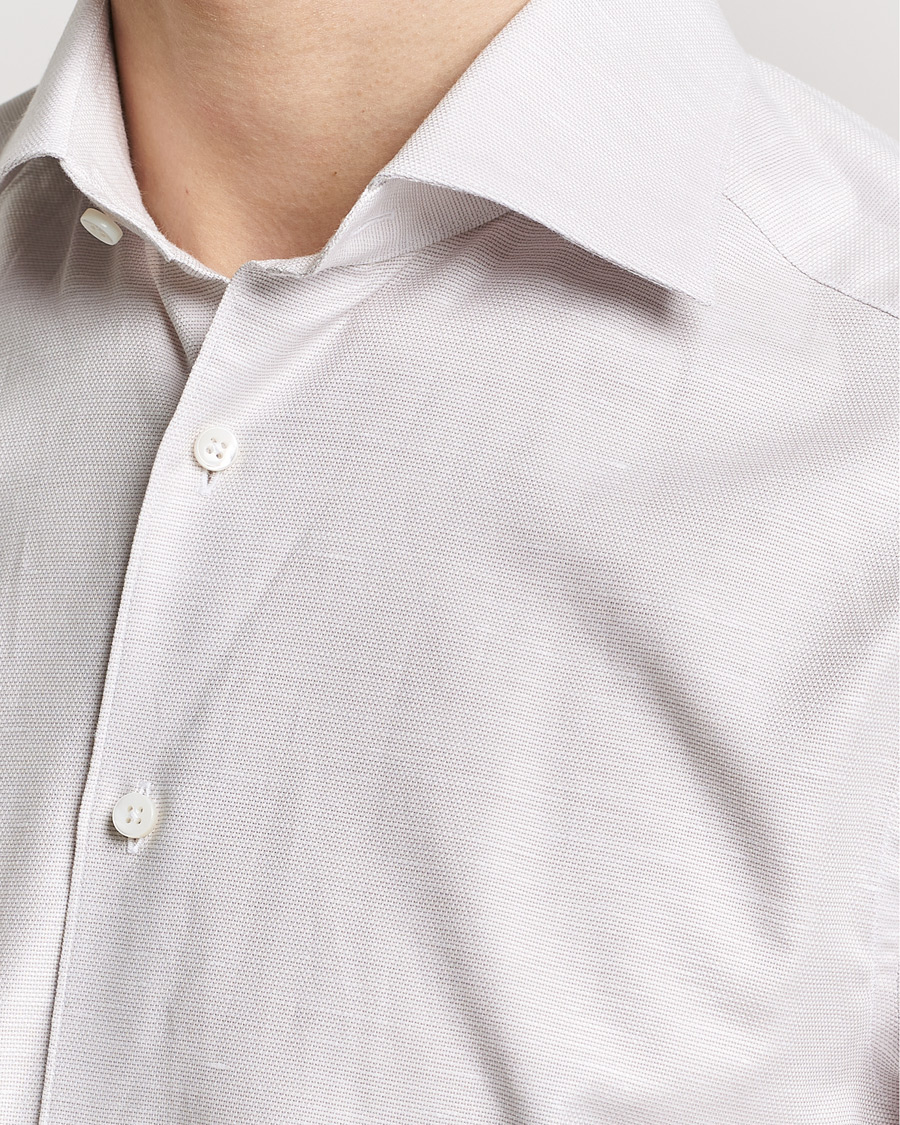 Mies | Kauluspaidat | Stenströms | Slimline Cotton/Linen Cut Away Shirt Light Brown