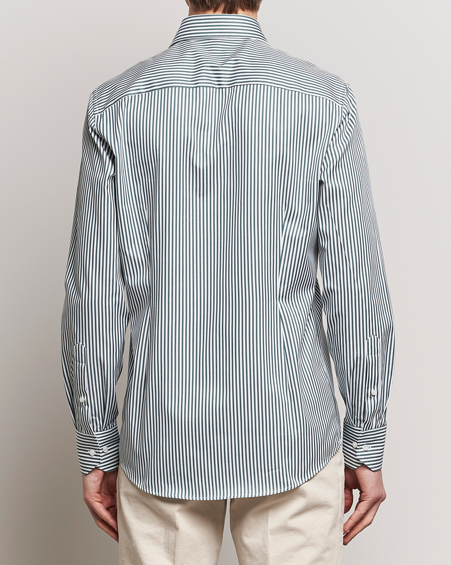 Mies | Kauluspaidat | Stenströms | Slimline Cut Away Striped Shirt Green